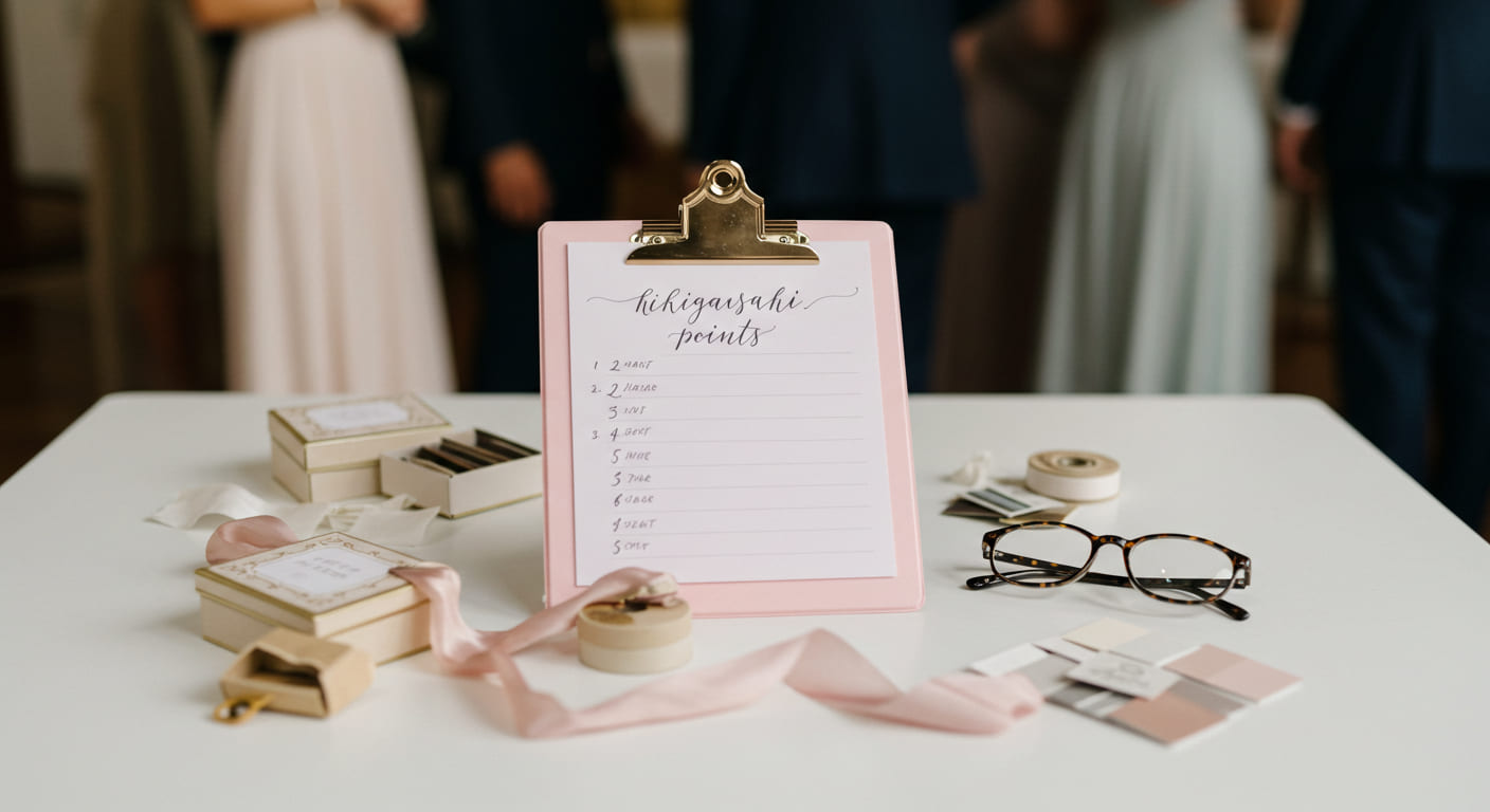 結婚式の引き出物 引き菓子について要点を整理し、まとめとして紹介している場面