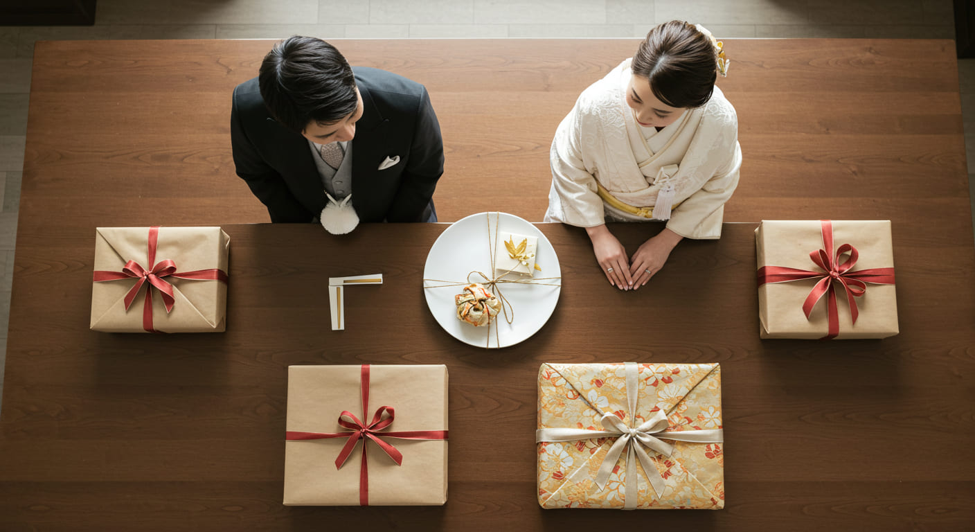 結婚祝いの予算設定で考え込む日本人女性、関係性別の相場表を確認しながら適切な金額を検討している表情、自然な環境