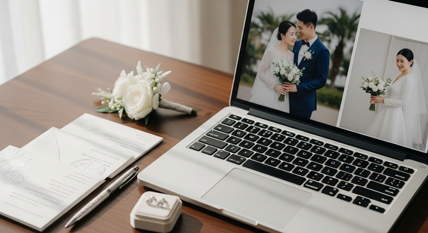 テーブルに置かれたエレガントなデザインの引き出物ギフトカード