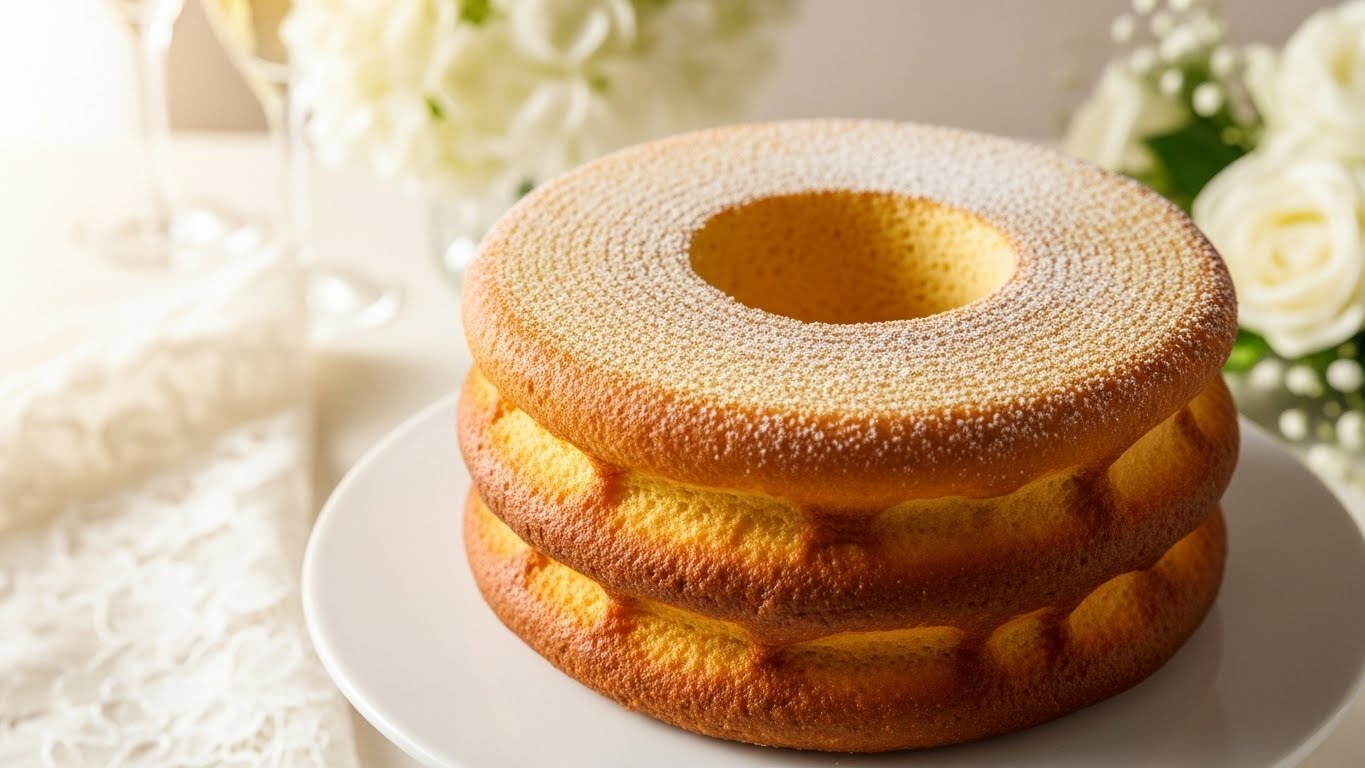 年輪が美しいバウムクーヘンの断面クローズアップ、結婚式の縁起物として人気