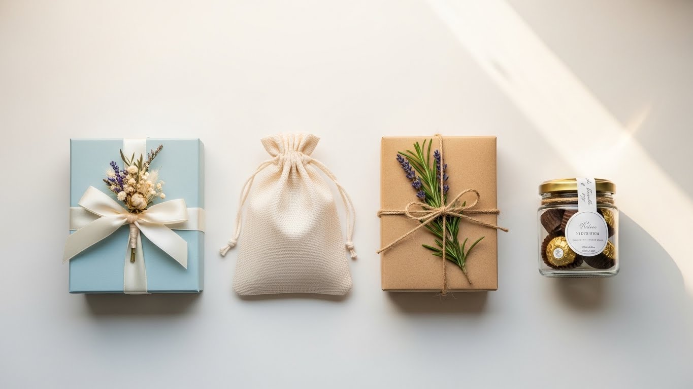 個包装された上品な焼き菓子ギフトセットの俯瞰写真