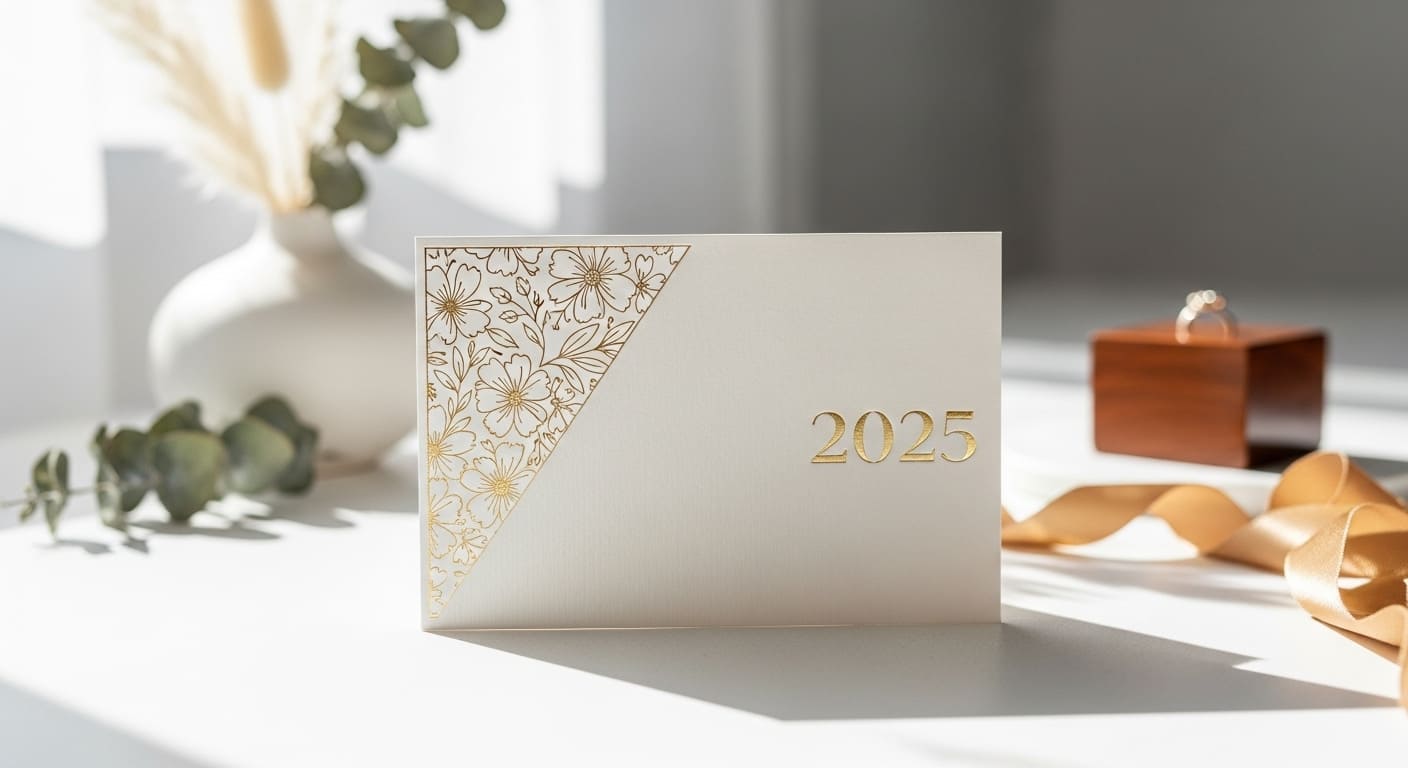 トレンドのカード型ギフトが中心に配置され、背景がぼかされた洗練された構図。