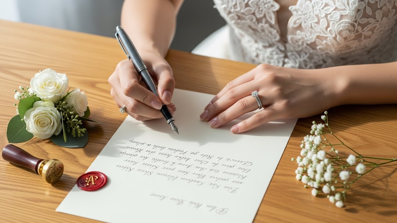 窓辺の明るい空間でお礼の手紙を丁寧に書く女性の手元のクローズアップ