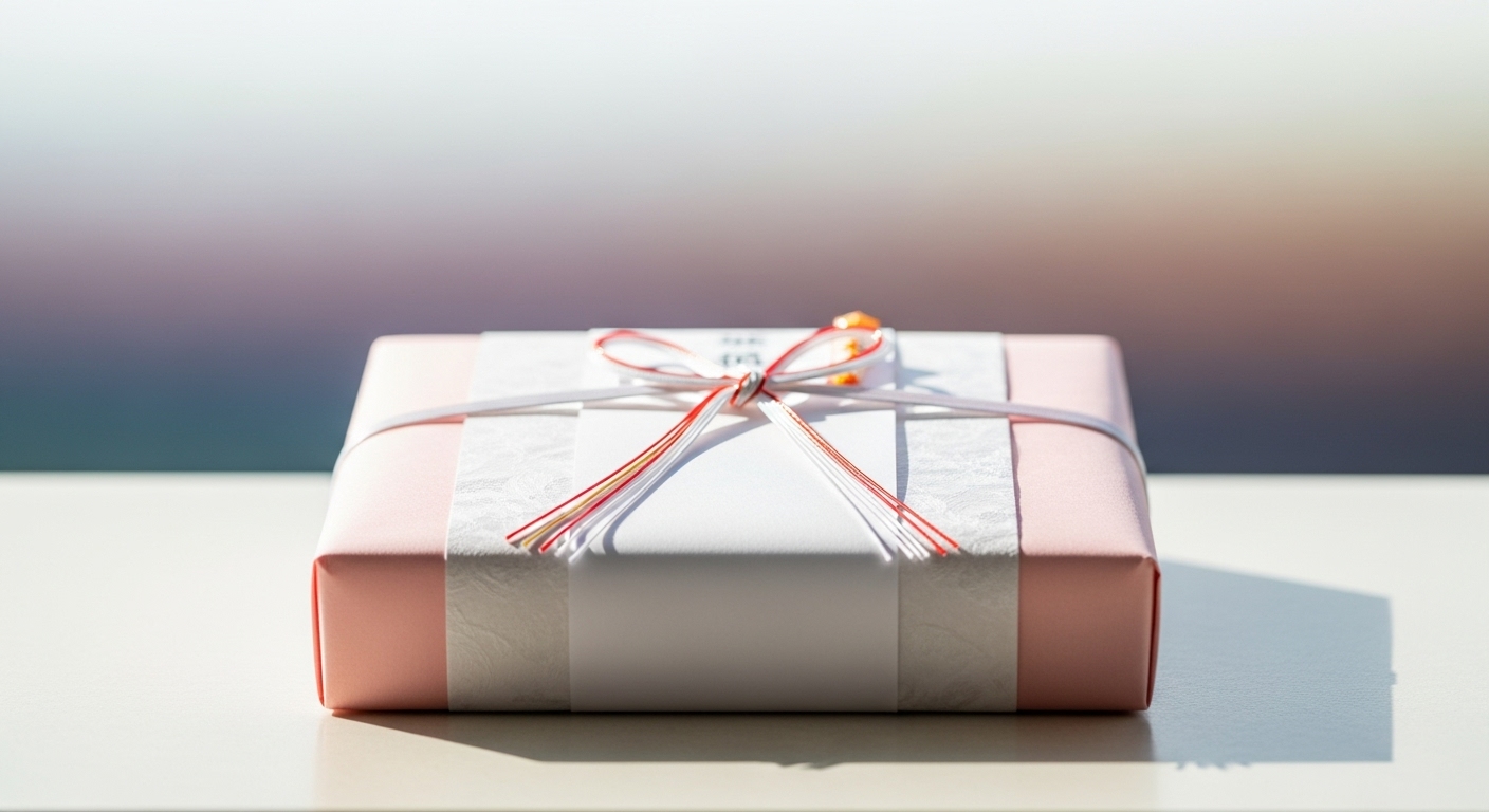 結び切りの水引がついた上質な包装の熨斗付き引き出物