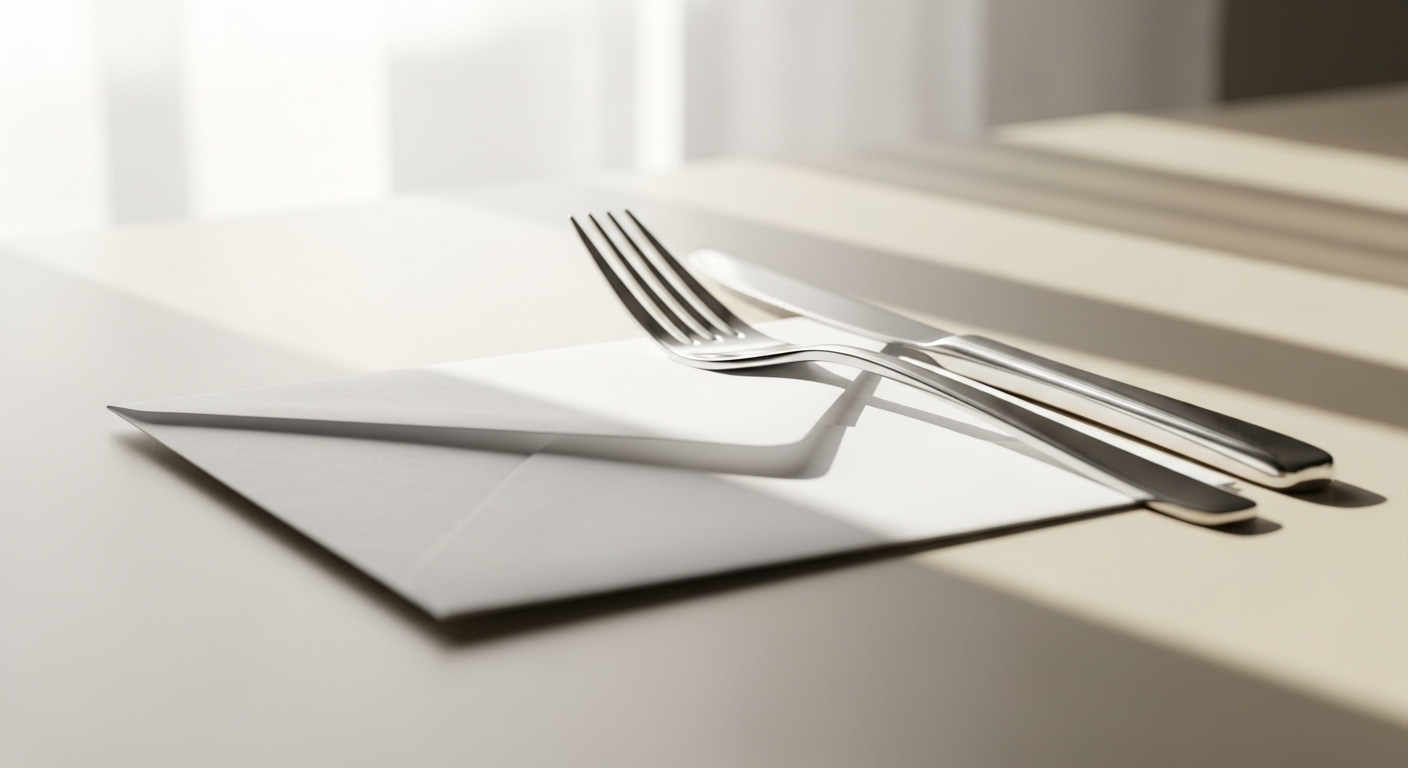 披露宴ゲストテーブルのセッティングに添えられたギフトカード封筒