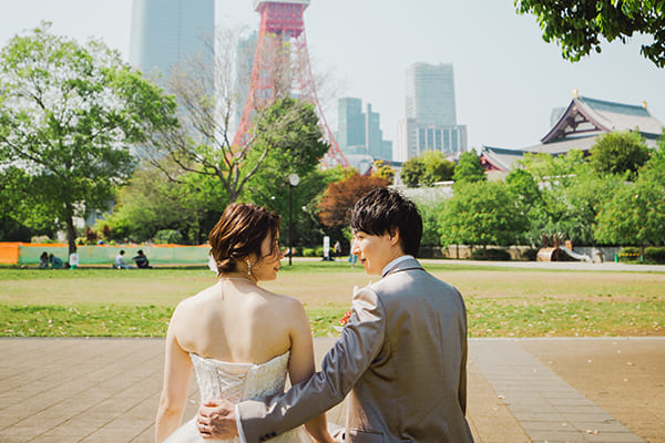 4.区立芝公園 前撮り 腰に手を回す 詳細ギャラリー