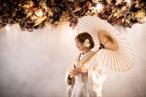 和装での安い前撮り　新婦ソロ　東京でのセルフフォトウェディングならプラチナフォトスタジオ