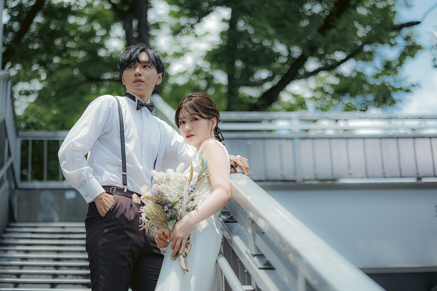 夏のウェディングフォト 街ロケ セルフ前撮り 東京でのセルフフォトウェディングならプラチナフォトスタジオ