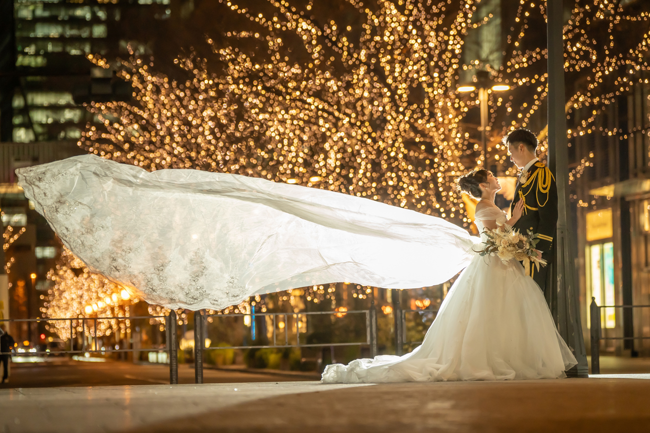 東京前撮り　東京駅　丸の内イルミネーション　東京での前撮りならフォトウェディングスタイル