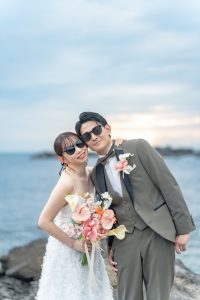東京前撮り　海ロケーション　ポーズ集　東京での前撮りならフォトウェディングスタイル