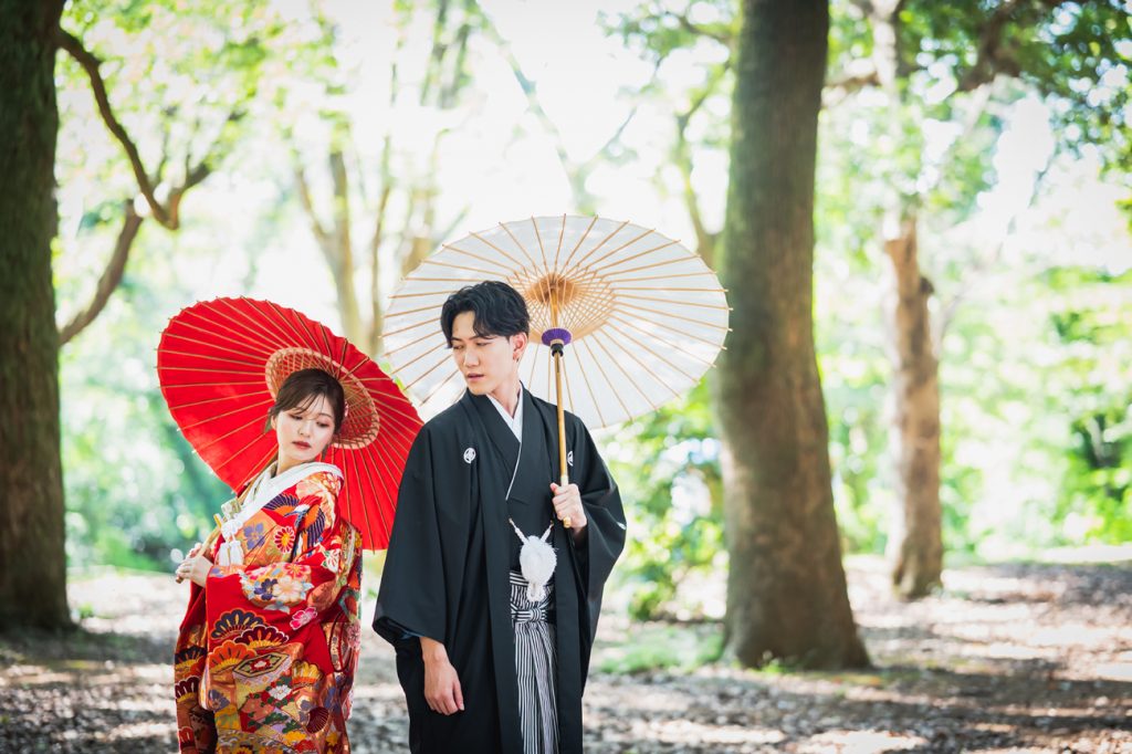 和装前撮り　庭園前撮り　都内で人気の庭園人気　東京での前撮りならフォトウェディングスタイル