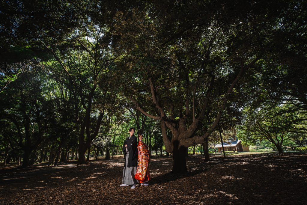 和装前撮り　庭園前撮り　都内で人気の庭園人気　東京での前撮りならフォトウェディングスタイル