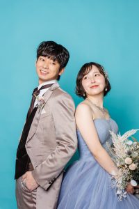 セルフ前撮り　スタジオ　洋装　カラードレス　東京でのセルフフォトウェディングならプラチナフォトスタジオ
