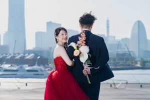 ロケーション撮影　格安前撮り　ロマンチック　横浜　東京でのセルフフォトウェディングならプラチナフォトスタジオ 