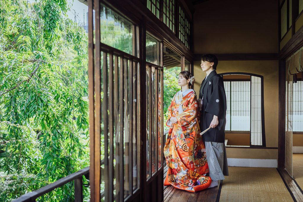 和装前撮り　庭園前撮り　都内で人気の庭園人気　東京での前撮りならフォトウェディングスタイル