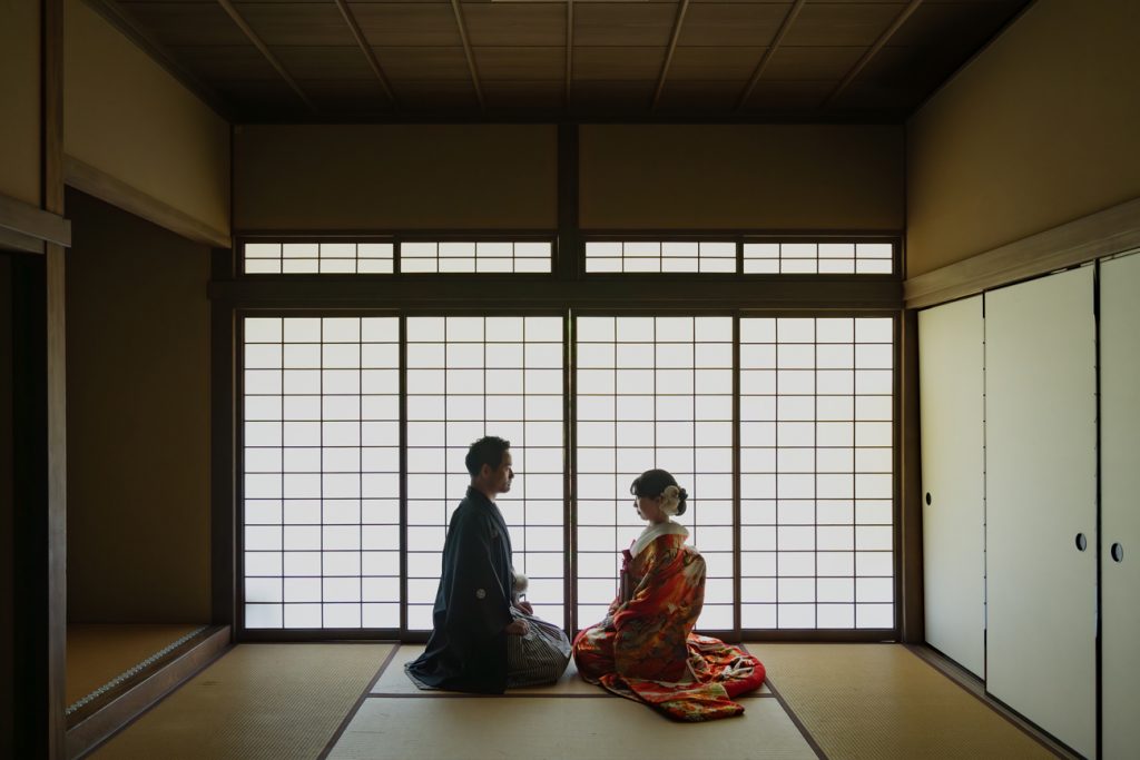 和装前撮り　庭園前撮り　都内で人気の庭園人気　東京での前撮りならフォトウェディングスタイル